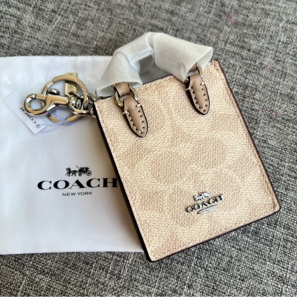 Coach North/South Mini Tote Bag Charm In Signature Canvas